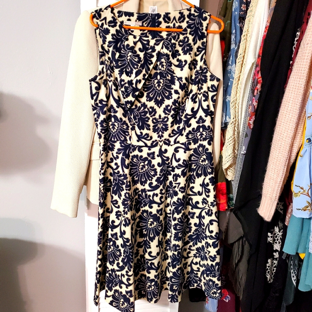 Navy and cream dress